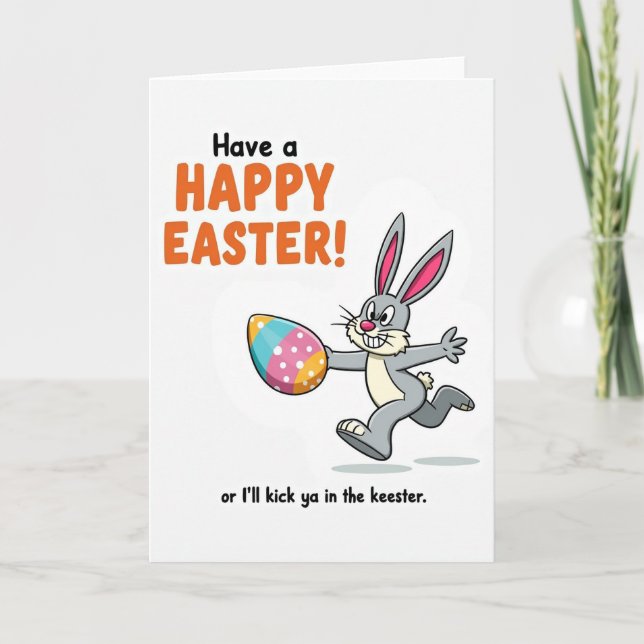 Polka Dot Easter Egg Hare Card (Front)