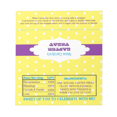 Polka Dot Easter Treat Favor Candy Wrappers Notepad