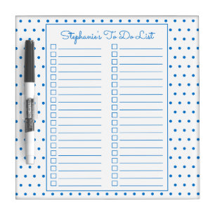 Polka Dot Elegant Blue Two Column Checklist Dry Erase Board