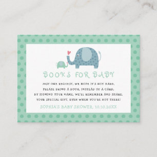 Polka Dot Elephant and Baby Books for Baby Request Enclosure Card