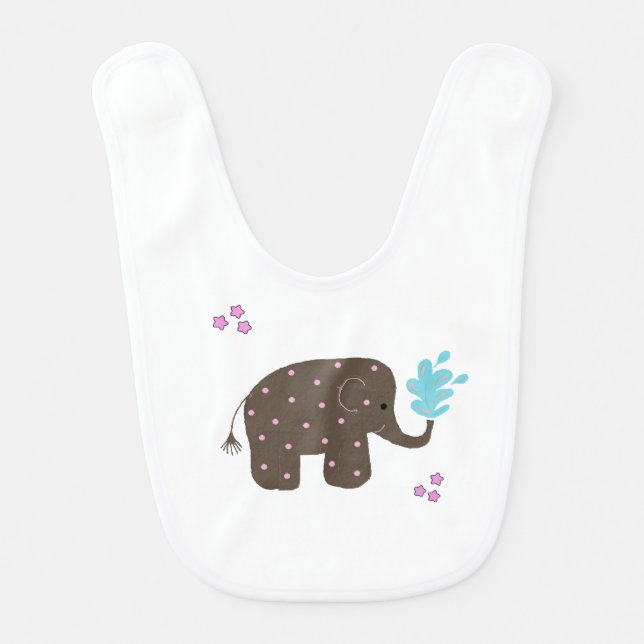 Polka Dot Elephant Baby Bib (Front)
