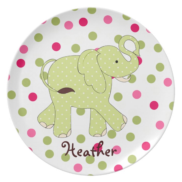 Polka Dot Elephant Child's Plate | Zazzle.com