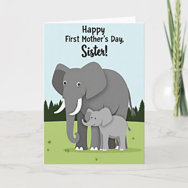 Polka Dot Elephant Family Card (Front)
