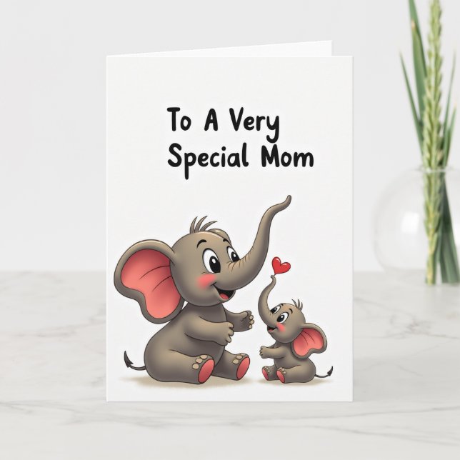 Polka Dot Elephant Love Card (Front)