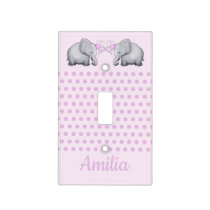 Polka Dot Elephant Personalized Baby Girl Nursery Light Switch Cover