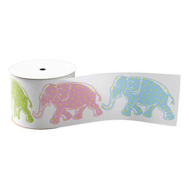 Polka Dot Elephant Ribbon (Spool)