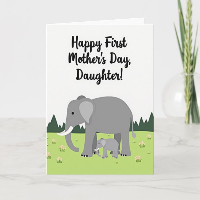 Polka Dot Elephant Scene Card (Front)
