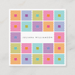 Polka Dot Fabric Quilt Pattern Square Business Card