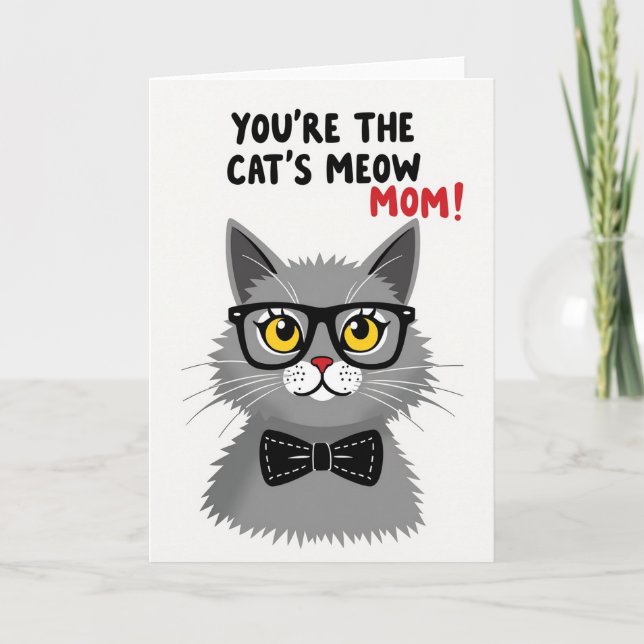 Polka Dot Feline Friend Card (Front)