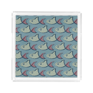 Polka Dot Fish Pattern Acrylic Tray