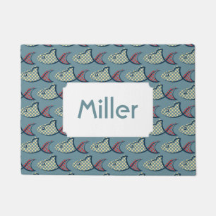 Polka Dot Fish Pattern Add Your Name Doormat