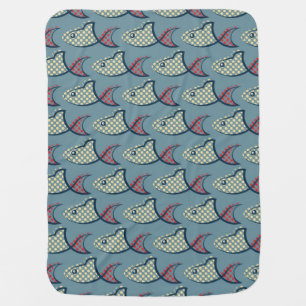 Polka Dot Fish Pattern Baby Blanket