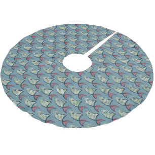 Polka Dot Fish Pattern Brushed Polyester Tree Skirt
