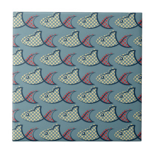 Polka Dot Fish Pattern Ceramic Tile