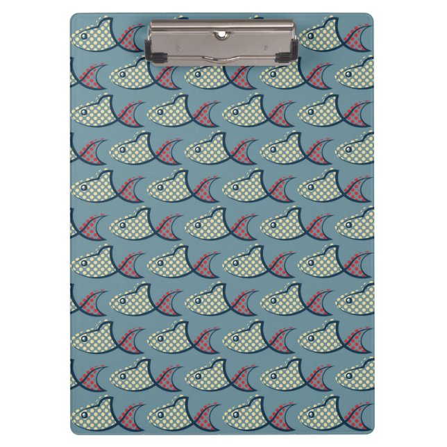 Polka Dot Fish Pattern Clipboard (Front)