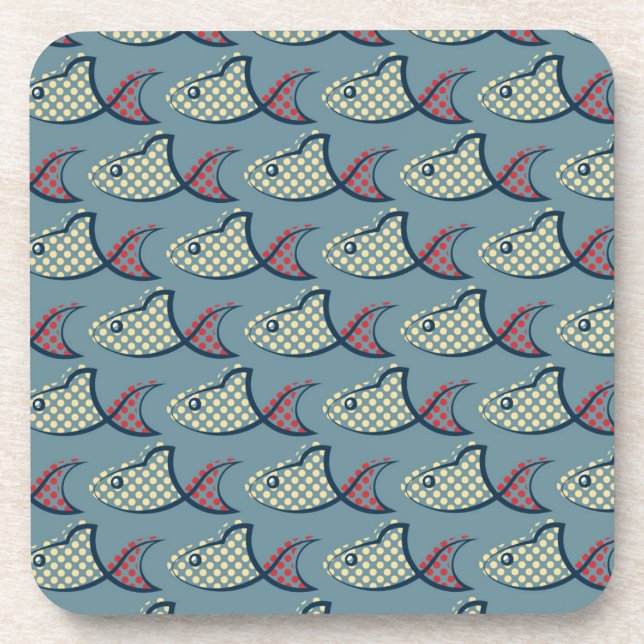 Polka Dot Fish Pattern Coaster (Front)