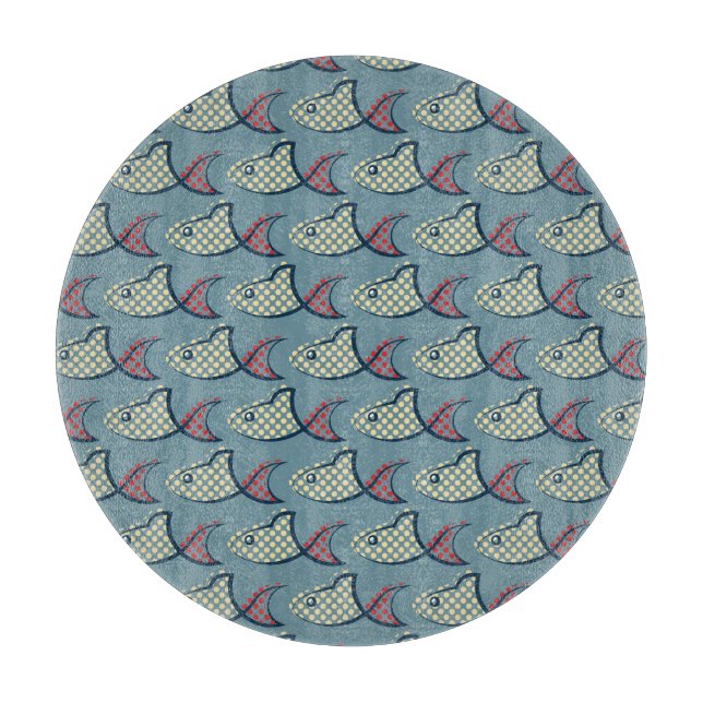 Polka Dot Fish Pattern Cutting Board (Front)