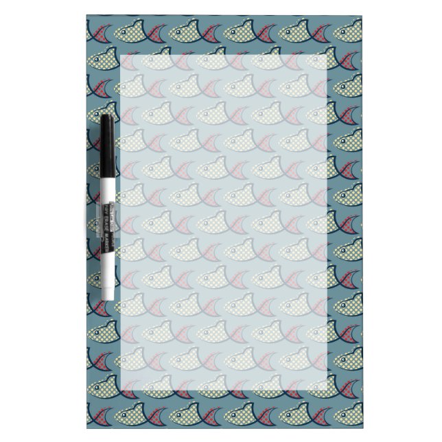 Polka Dot Fish Pattern Dry Erase Board (Front)