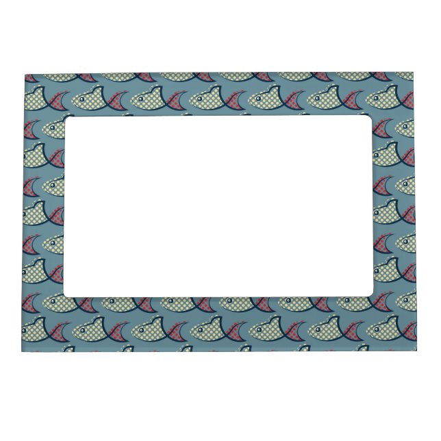 Polka Dot Fish Pattern Magnetic Picture Frame (Front)
