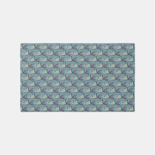 Polka Dot Fish Pattern Rug