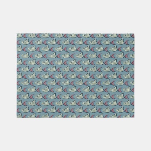 Polka Dot Fish Pattern Rug