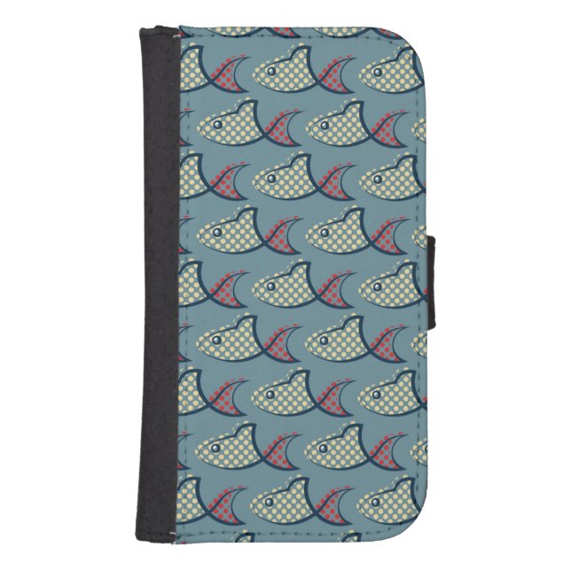 Polka Dot Fish Pattern Samsung Galaxy Wallet Case (Front)