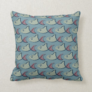 Polka Dot Fish Pattern Throw Pillow