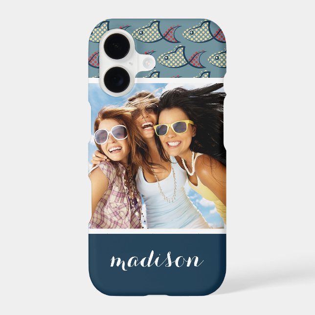 Polka Dot Fish Pattern | Your Photo & Name Iphone Case (Back)