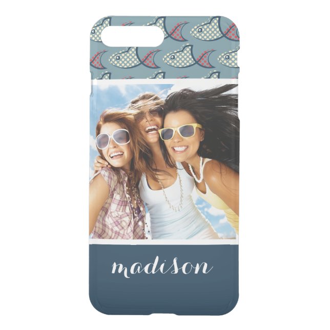 Polka Dot Fish Pattern | Your Photo & Name Uncommon iPhone Case (Back)