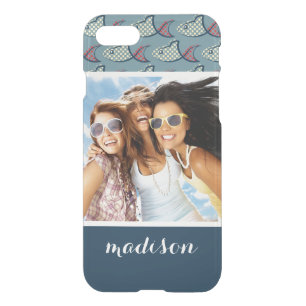 Polka Dot Fish Pattern   Your Photo & Name iPhone SE/8/7 Case