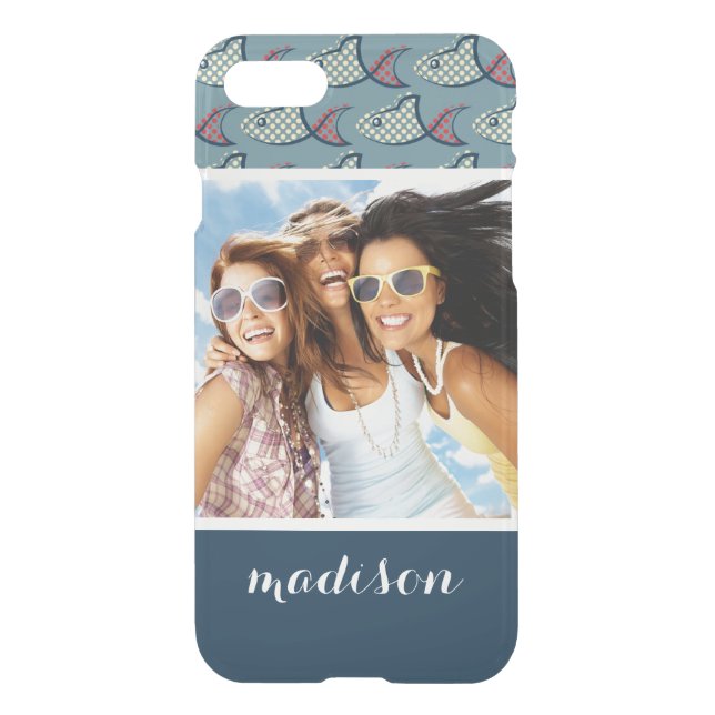 Polka Dot Fish Pattern | Your Photo & Name Uncommon iPhone Case (Back)