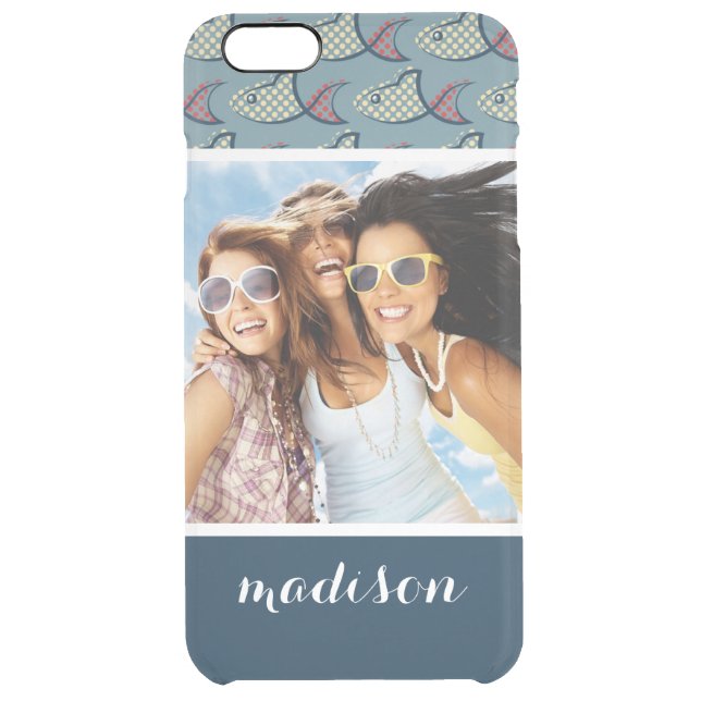 Polka Dot Fish Pattern | Your Photo & Name Uncommon iPhone Case (Back)