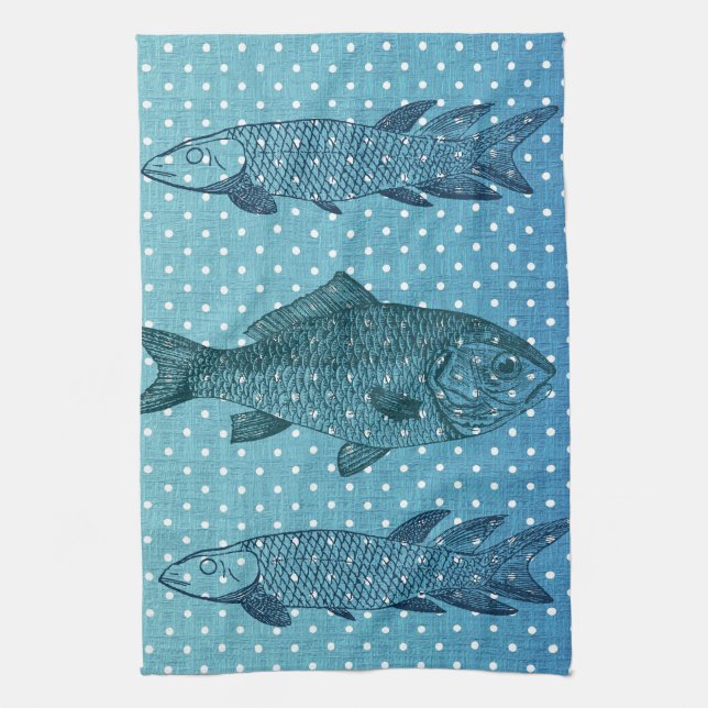 Polka Dot Fish Towel (Vertical)