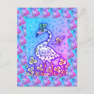 POLKA DOT FLAMINGO, COLORFUL ST. PATRICK'S DAY HOLIDAY POSTCARD