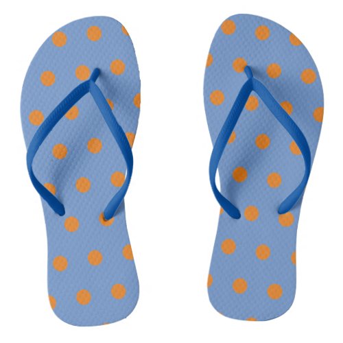 Polka Dot Flip Flops Denim Blue  Orange
