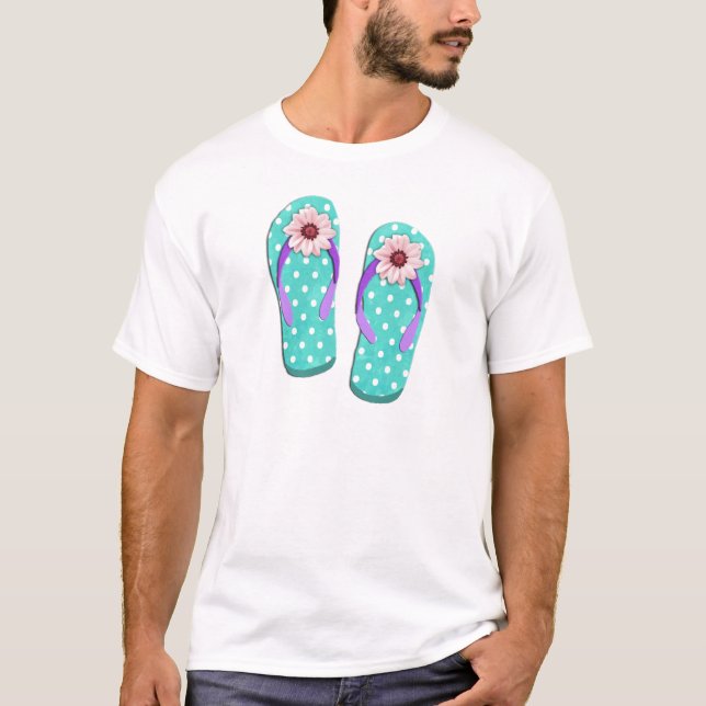 Polka Dot Flip Flops T-Shirt (Front)