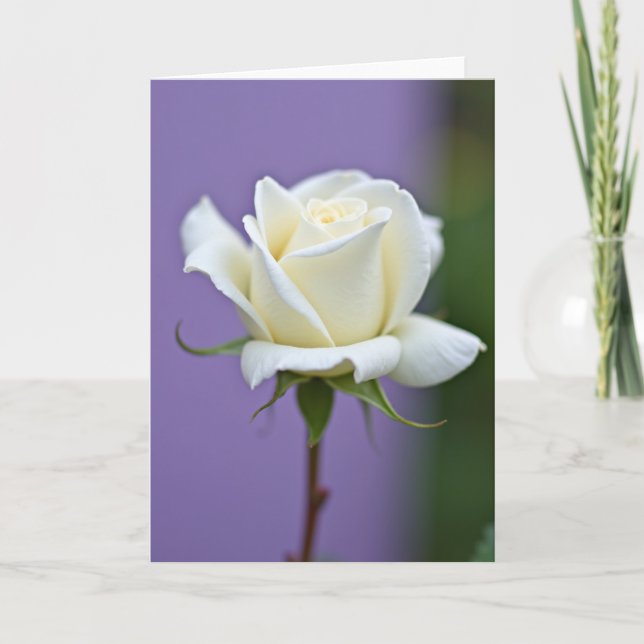 Polka Dot Floral Bloom White Card (Front)