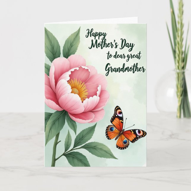 Polka Dot Floral Butterfly Card (Front)