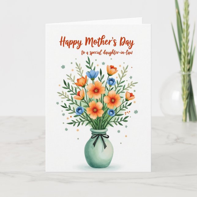 Polka Dot Floral Daughterinlaw Card (Front)