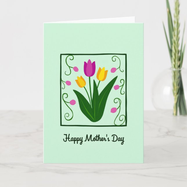 Polka Dot Floral Frame Card (Front)