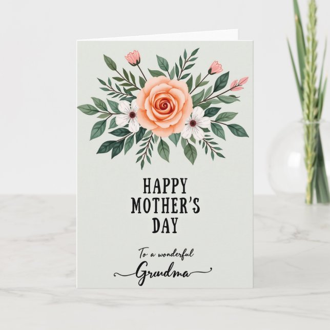 Polka Dot Floral Grandma Card (Front)