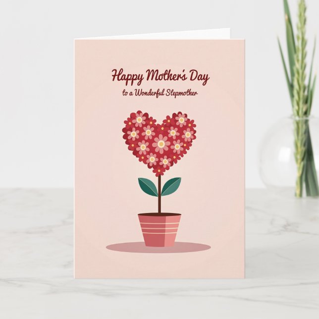 Polka Dot Floral Heart Bloom Card (Front)