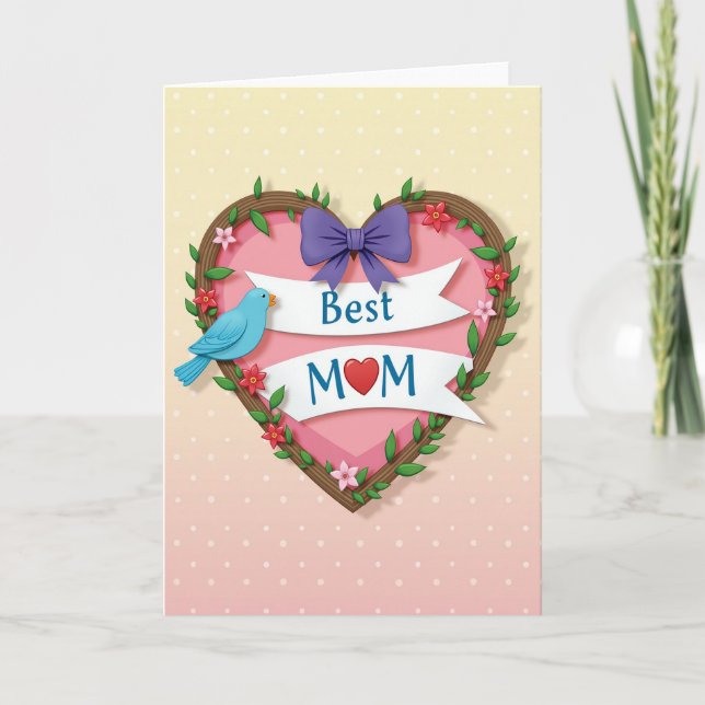 Polka Dot Floral Heart Card (Front)