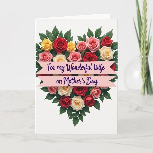 Polka Dot Floral Heart Love Card (Front)