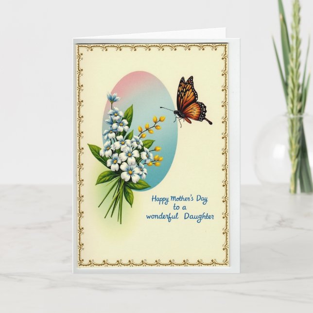 Polka Dot Floral Insect Greeting Card (Front)