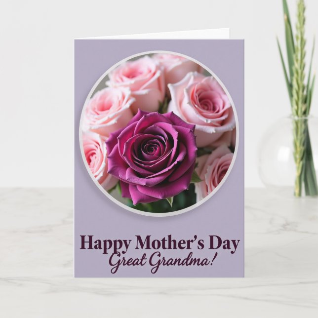 Polka Dot Floral Magenta Rose Card (Front)