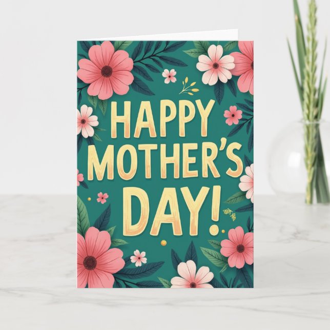 Polka Dot Floral Message Card (Front)