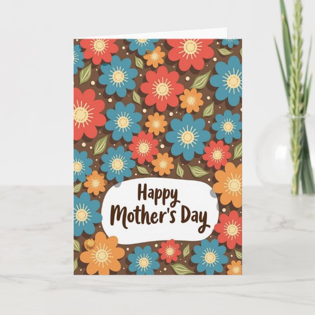 Polka Dot Floral Mom Day Card (Front)
