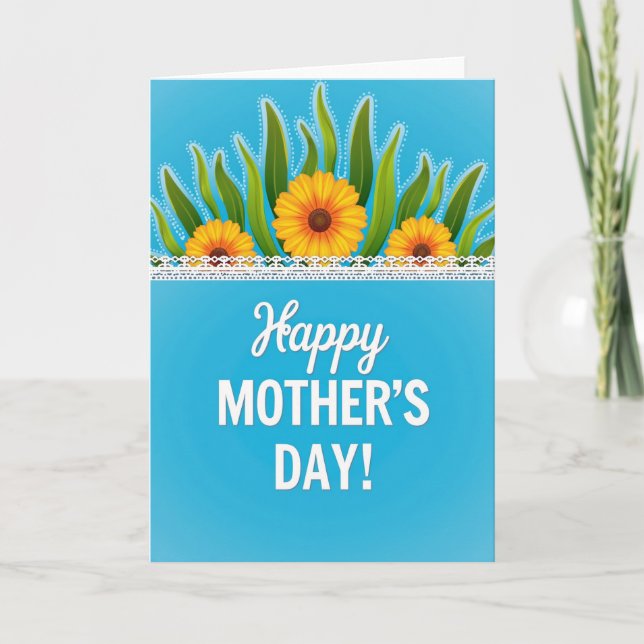 Polka Dot Floral Moms Day Card (Front)