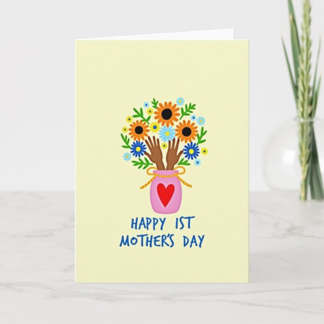 Polka Dot Floral Mothers Day Card (Front)